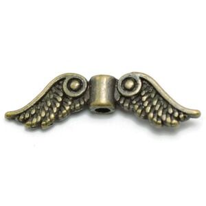 16pcs Angel Wings Beads, jewelry making supplies, bronzetone metal